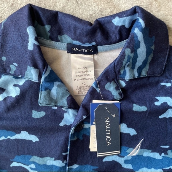 Nautica Navy Blue Long Sleeve Sleep Shirt Size 12 - Picture 5 of 10